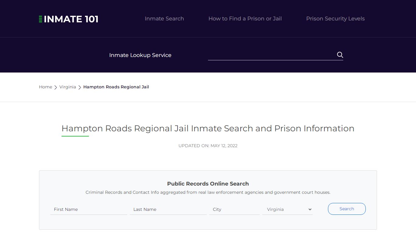 Hampton Roads Regional Jail Inmate Search, Visitation ...