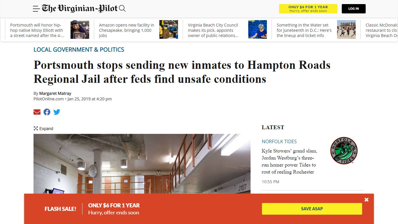 Portsmouth stops sending new inmates to Hampton Roads ...